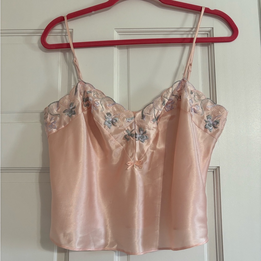 Vintage Shirley of Hollywood Slinky
Pink Embroidered Camisole Top